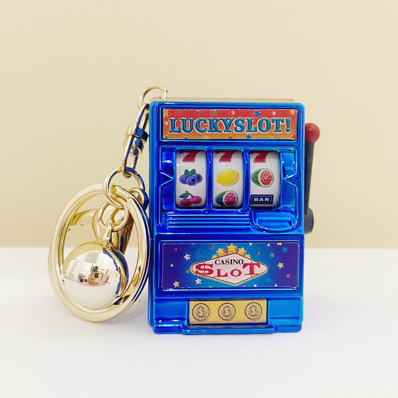 Mini Gambling Slot Machine Key Chains Pocket Fruit Lucky Jackpot