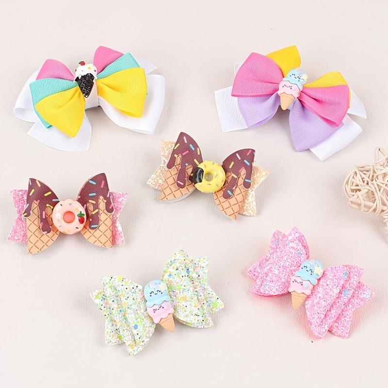 Beaupretty 6Pcs lollipop barrette tiaras for girls hair doll head styling  for kids lollipop hair clips large bows for girls hair pearls rhinestones