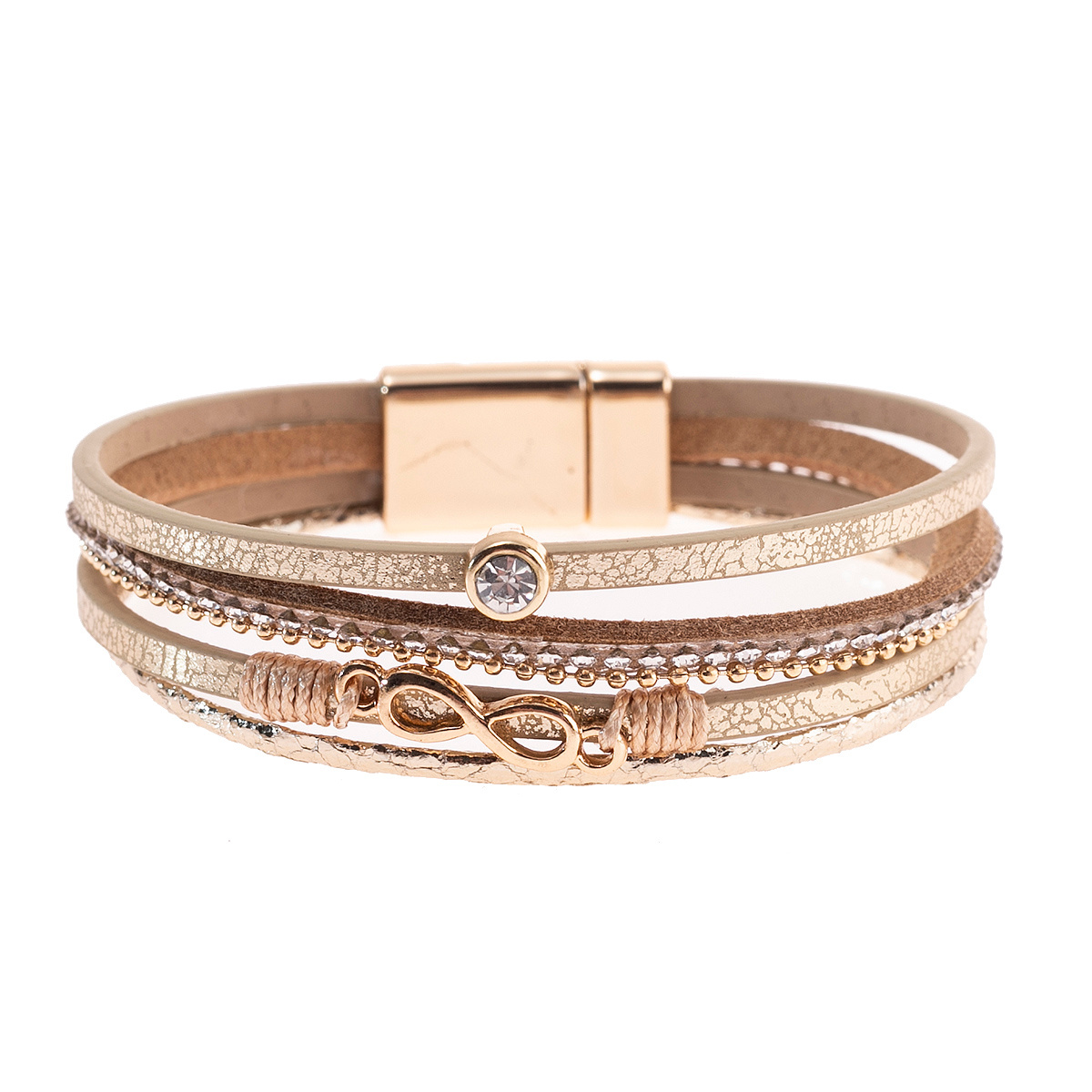 Pu Leather Wrap Bracelet Multi Strand Magnetic Clasp Bohemian Multilayer Bracelet 1 Pc Hand Jewelry Decor