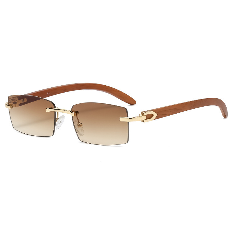 Punk Rimless Rectangle Sunglasses Vintage Small Frame Sun Glasses