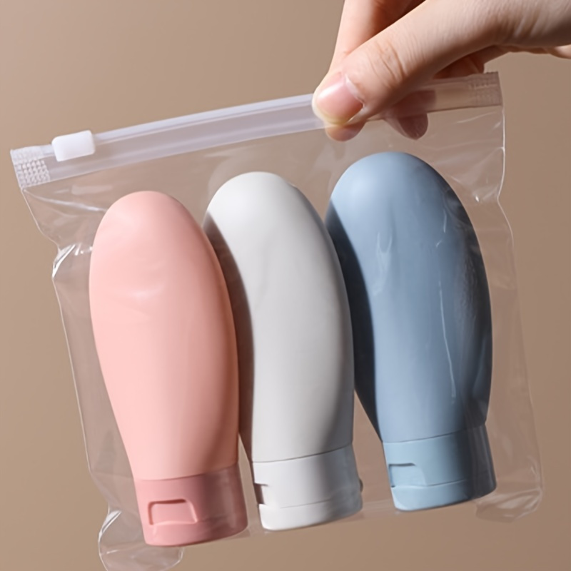 

3 Pcs Silicone Leak Proof Travel Bottles Set Carry On Refillable Squeezable Containers For Shampoo, Lotion, Toiletries