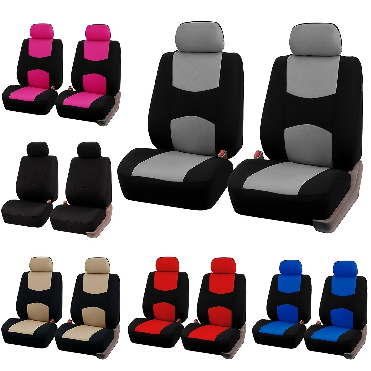 2pcs Set Car Front Seat Covers With Removable Headrest Car Seats