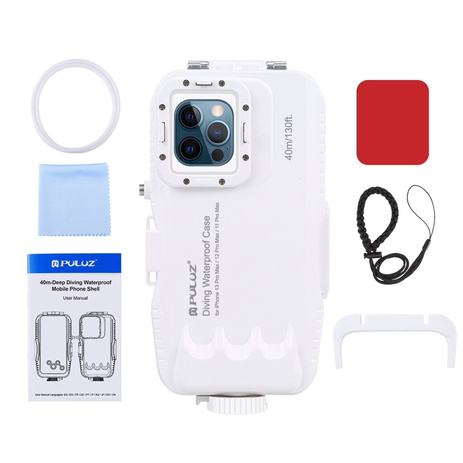 Puluz 40m/130ft Waterproof Diving Case For Iphone 13 Pro Max / 12 Pro