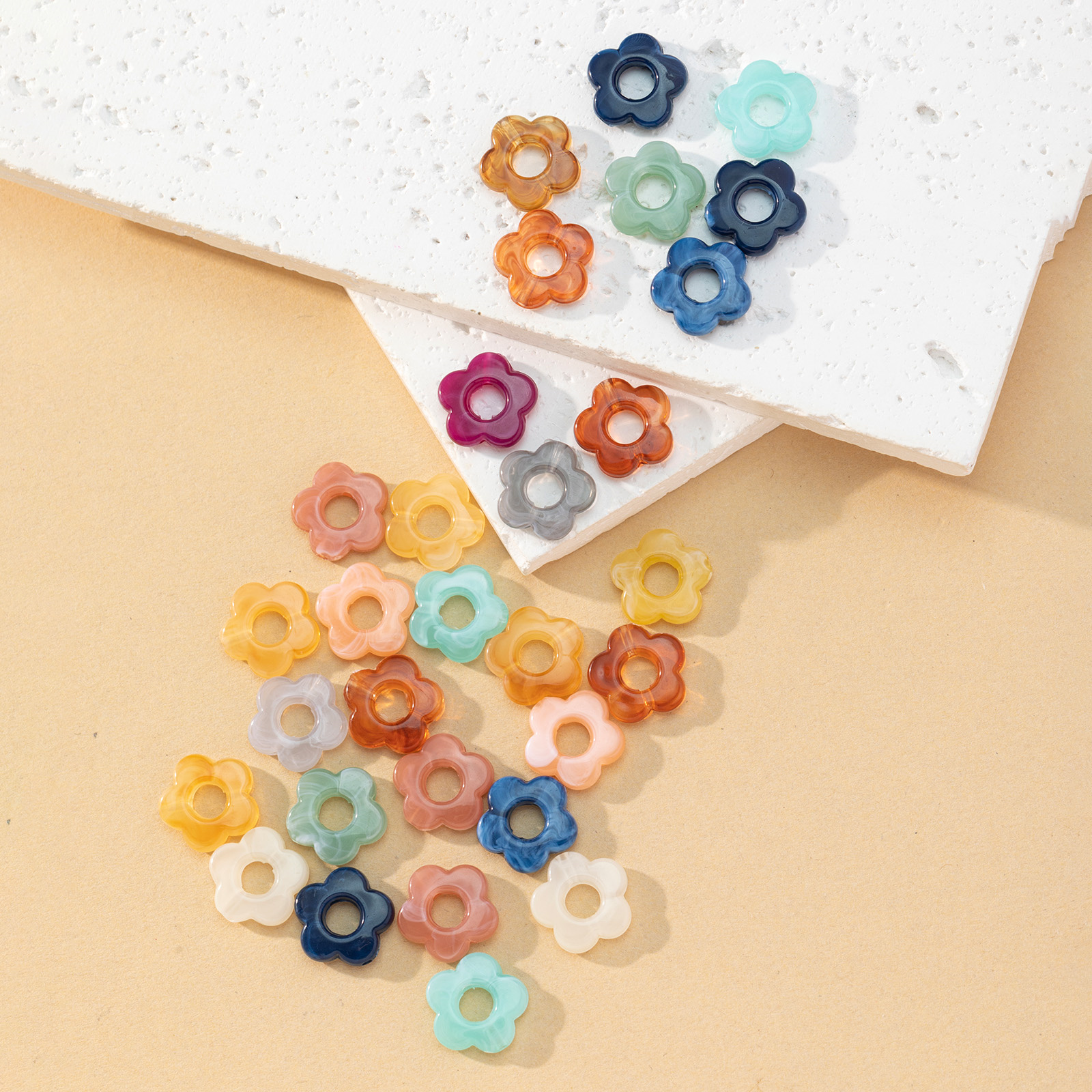 Acrylic Mixed Coloring Coloring Fifth Piece Flower Beads Accessories