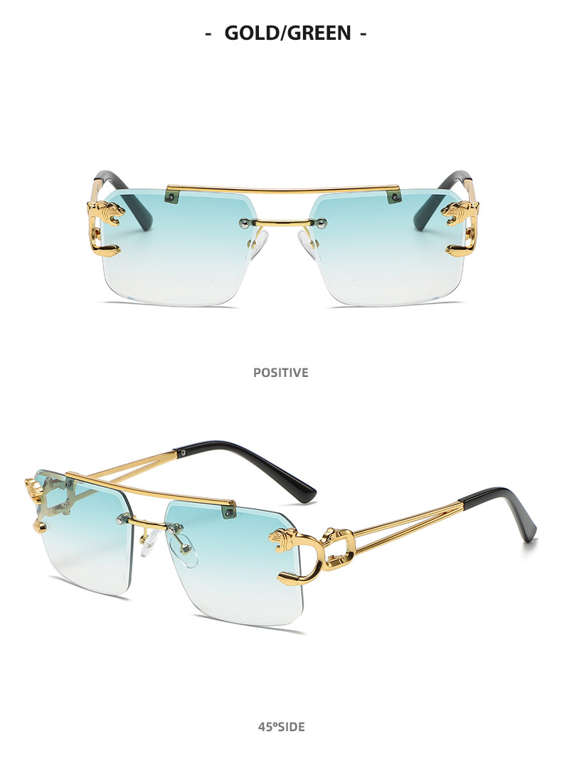 Kepoita Rimless Sunglasses for Women Square Fashion Shades Tinted Lens Metal Frameless Rectangle Y2K Glasses UV400