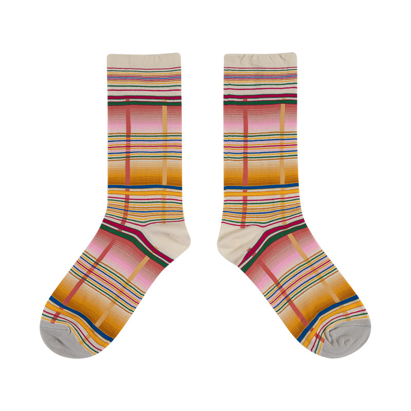 Retro Print Mid Tube Socks Soft & Comfy Funny Pattern Crew Socks Women's