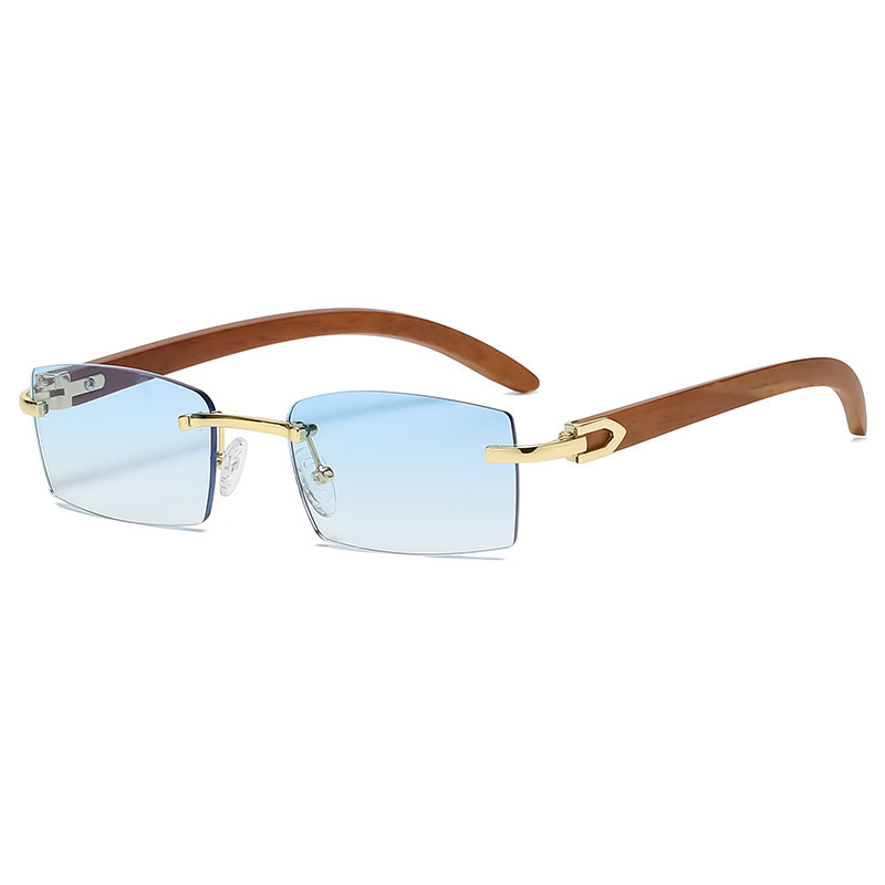 Punk Rimless Rectangle Sunglasses Vintage Small Frame Sun Glasses