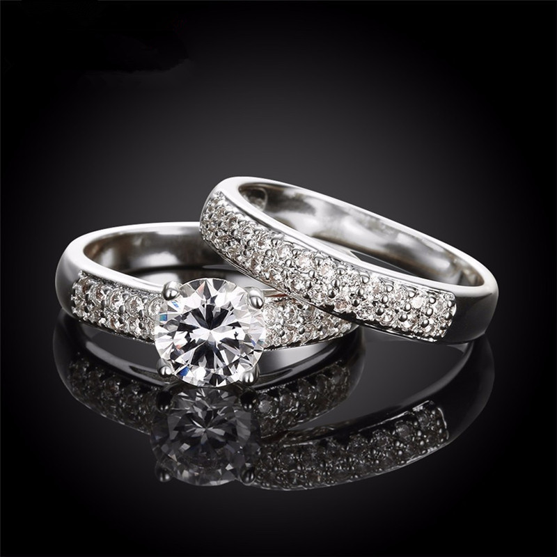 Shiny Stack Ring Set Inlaid Round Cut Sparkly Zircon Women - Temu