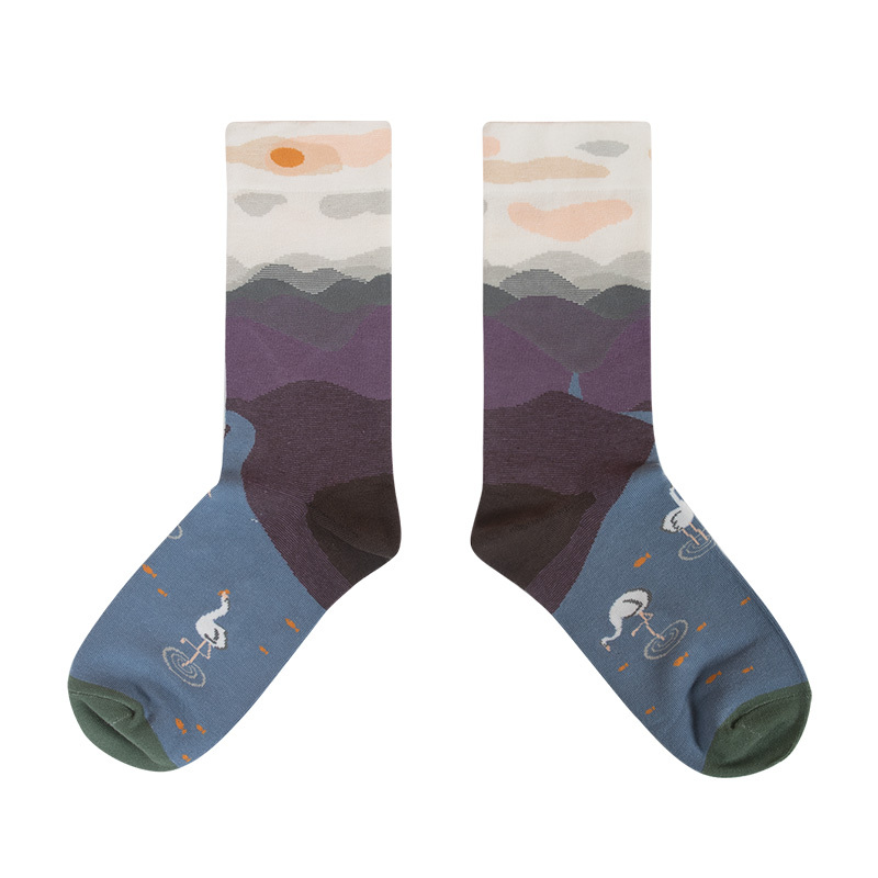 Retro Print Mid Tube Socks Soft & Comfy Funny Pattern Crew Socks Women's