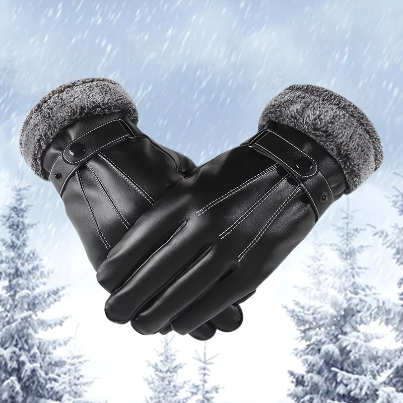 Winter Pu Leather Gloves Mittens Waterproof Thermal Warm Glove Outdoor