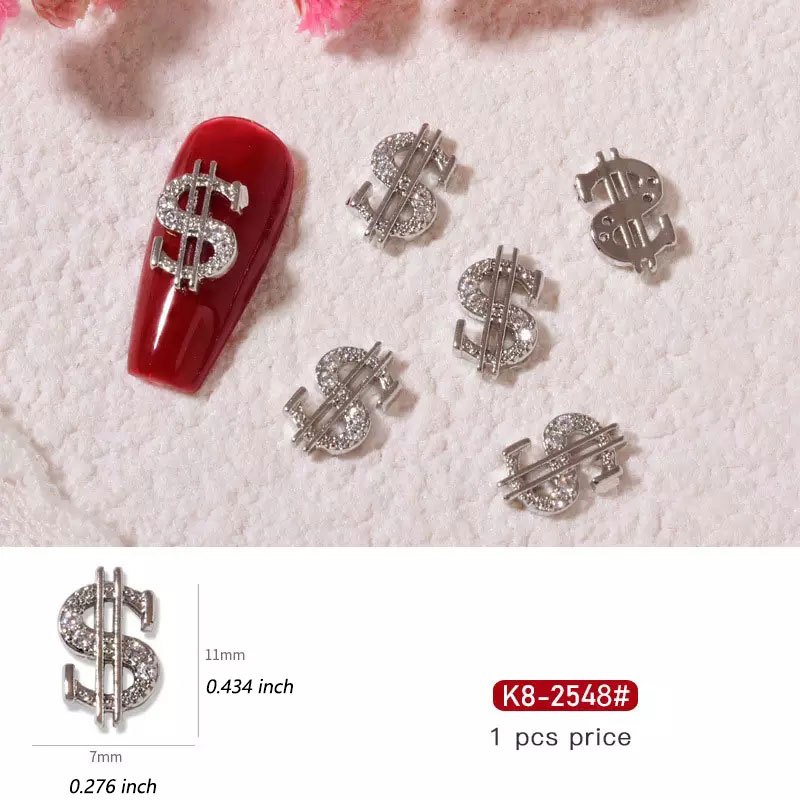 Christmas New Year Luxury Zircon Shiny Dollar Sign 3d Nail Art Charms For  Women Nails Decoration - Temu Bahrain