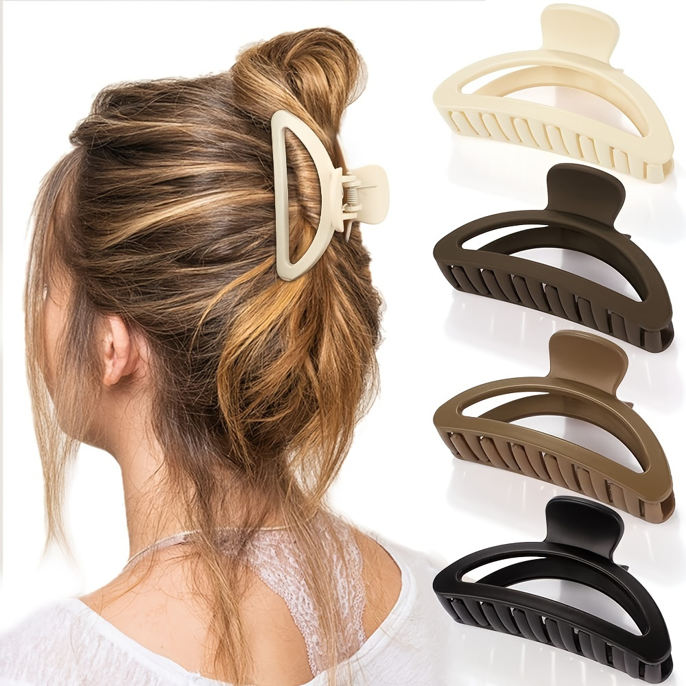 

4pcs Hair Clips For Women Neutral Claw Clips Hair Clips For Thin Hair Neutral Color Medium Hair Clips Matte Hair Claw Clips For Thin Hair Semicircle Cute Hair Clips For Thick Hair