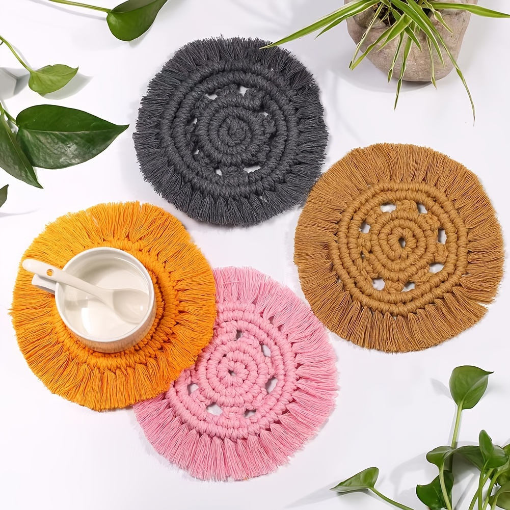 1pc Round Macrame Placemat, Crochet Coaster Woven Coasters Bohemia