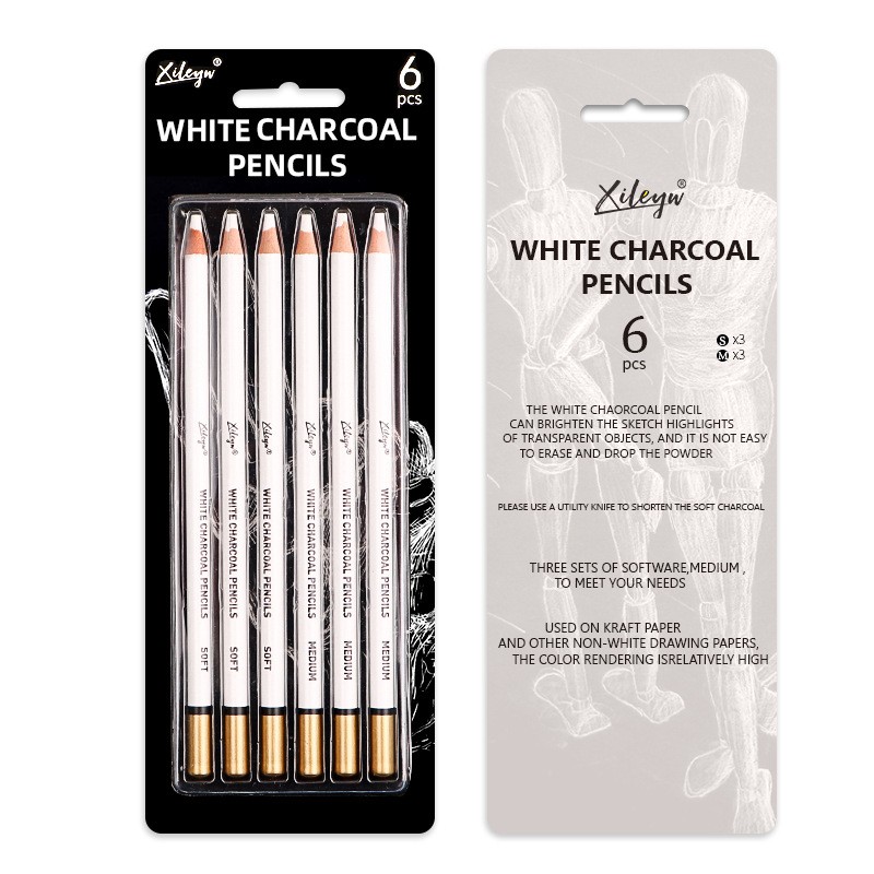 White Charcoal Pencils Drawing Sketch Highlight White - Temu