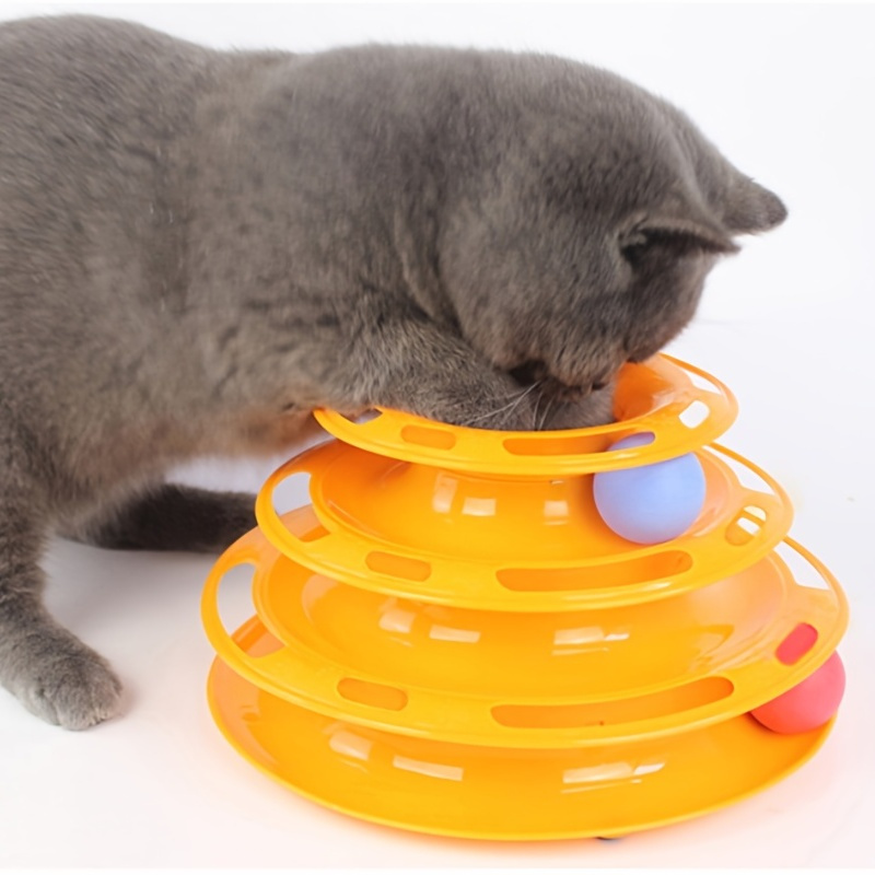 

Cat 3 Layer Turntable Toy Educational Play Track Tower Cat Teaser Toy Dish For Indoor Cats