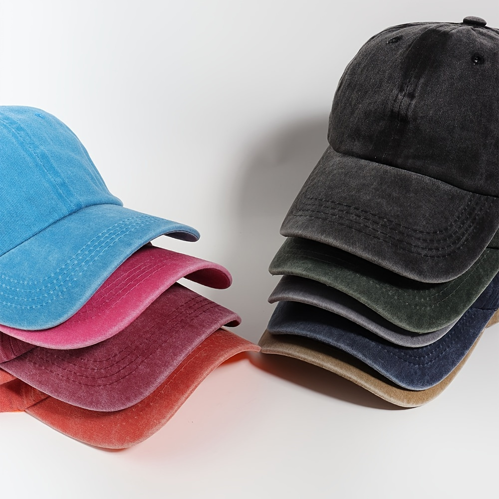 

Vintage Washed Cotton Baseball Cap Men Women Denim Solid Baseball Cap 4 Season Fashion Snapback Hat, Ideal Choice For Gifts