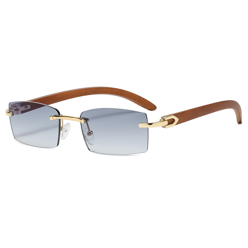 Punk Rimless Rectangle Sunglasses Vintage Small Frame Sun Glasses
