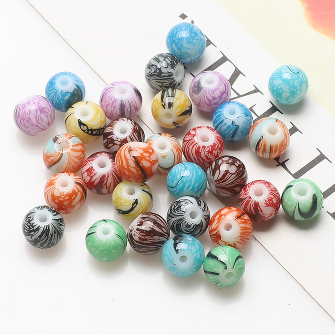 Mixed Color Wooden Beads Diy Jewelry Accessories Pendant - Temu