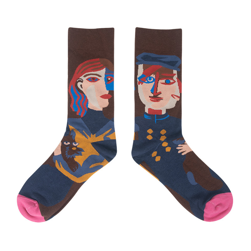Retro Print Mid Tube Socks Soft & Comfy Funny Pattern Crew Socks Women's