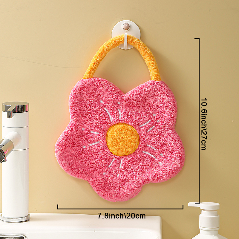 1pc Stylish Fleece Embroidered Flower-Shaped Hand Towel - Perfect Gift for Friends & Family!