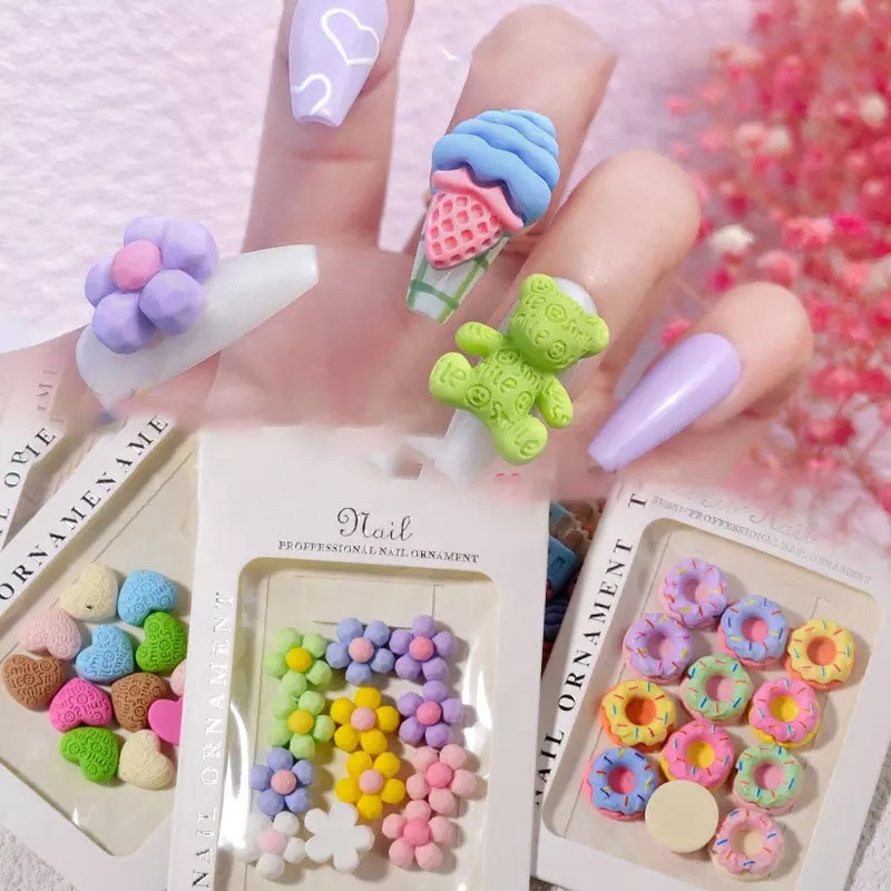 20pcs Kawaii Nail Arts Charms Donut/Ice Cream/Candy/Lollipop Mixed Resin  Acrylic Decorations DIY Cute