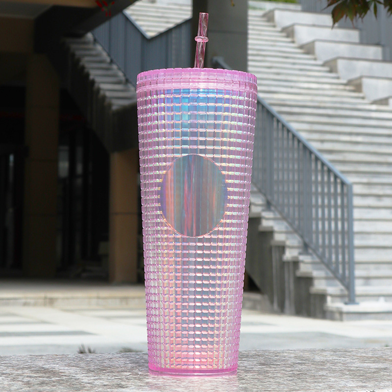 Starbucks 2020 Matte Light Pink Studded 24 oz. Tumbler Cold Cup with Straw