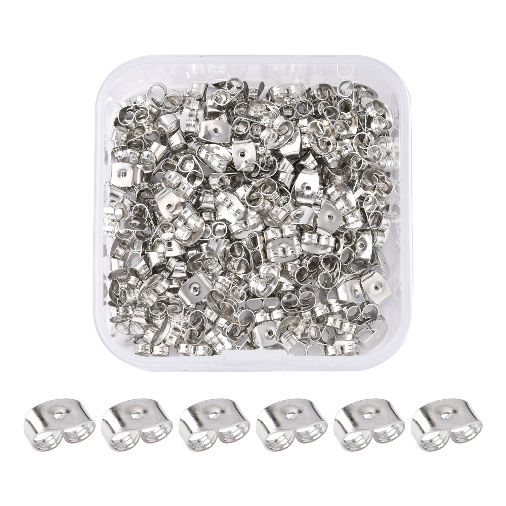 200pcs Stainless Steel Earrings Studs Pins In 5 Sizes And 200pcs Earring  Backs Rubber Stoppers For Earring Diy Making