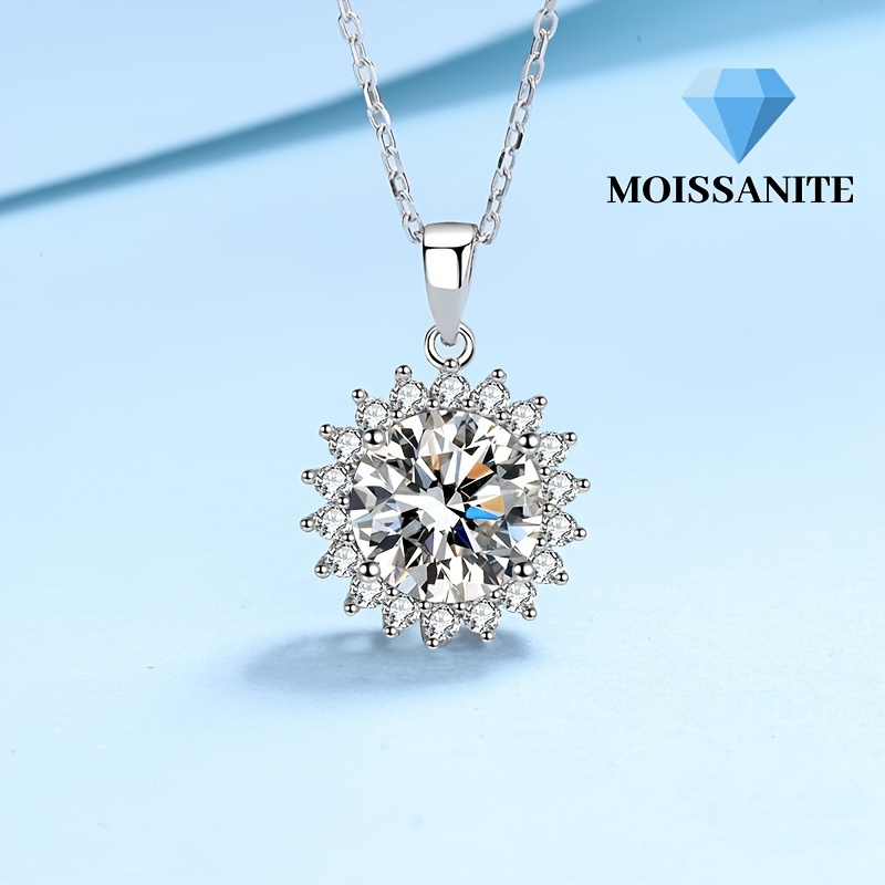 

1ct-5ct Moissanite Sunflower S925 Silver Necklace Women's Collarbone Necklace Chain 18k Gold Plated Jewelry