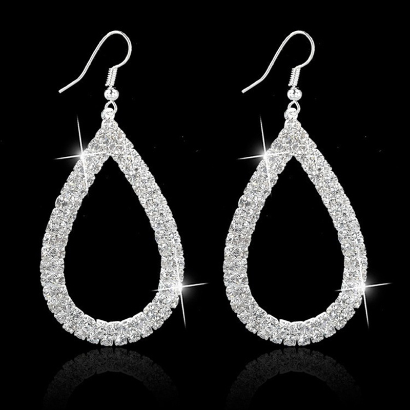 Image of Fashion Trendy Jewelry Claw Chain Rhinestone Water Drop Earrings