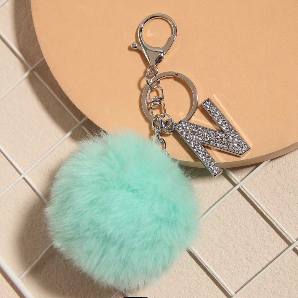 Mint green pom hot sale pom keyring