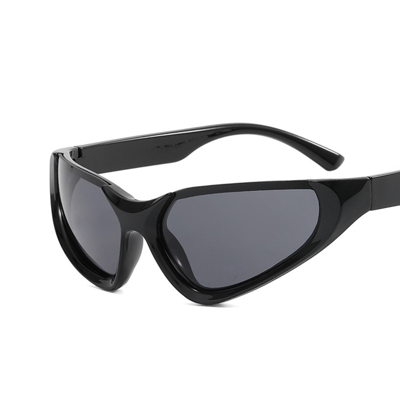 Futuristic Punk Y2k Shaped Semi frame Sunglasses Concave - Temu