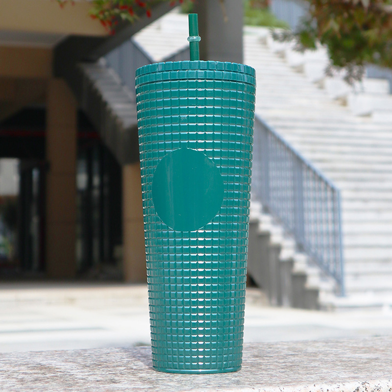 Two-Tone Matte Studded Tumbler with Lid & Straw, Reusable BPA Free