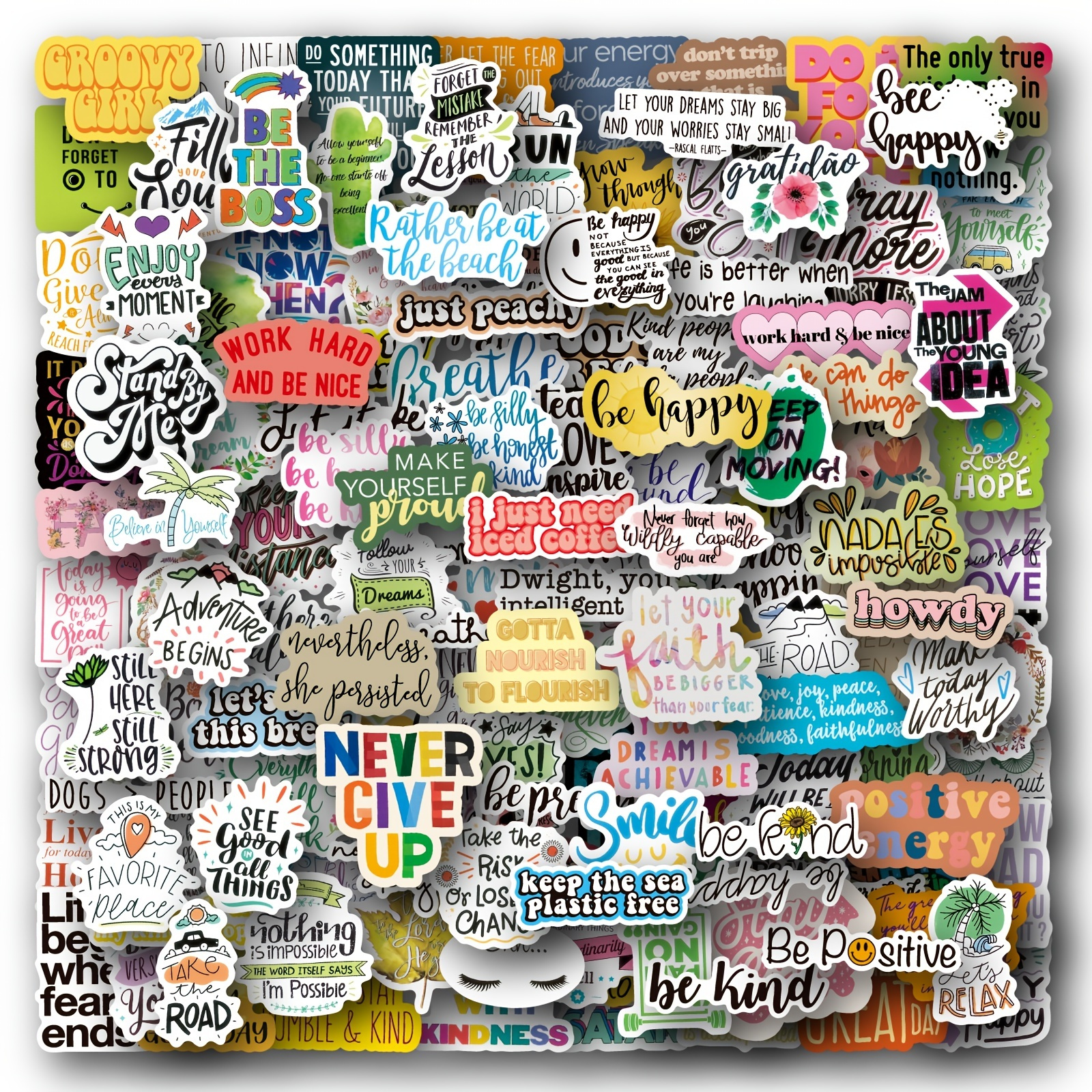 500 Pieces Inspirational Quote Stickers Roll Laser Encouraging