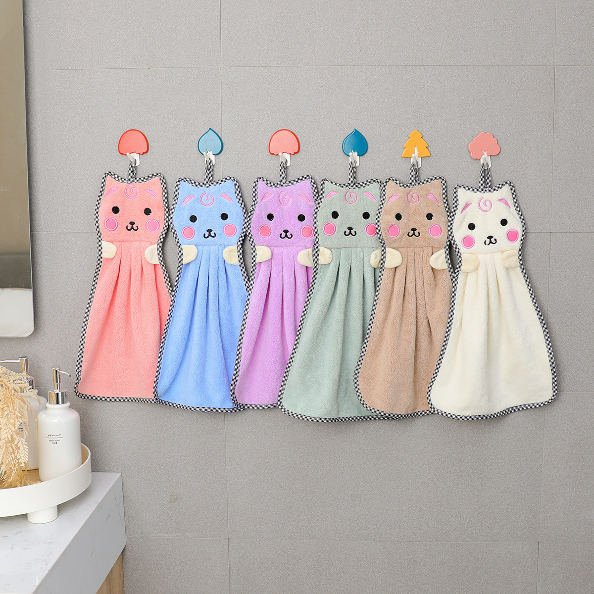 Cartoon Kitten Cute Hand Towel Kitchen Bathroom Absorbent - Temu