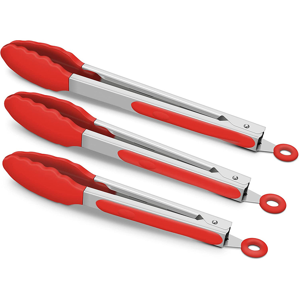 5 Pack Silicone Kitchen Cooking Tongs Set 7-Inch Mini Heavy Duty
