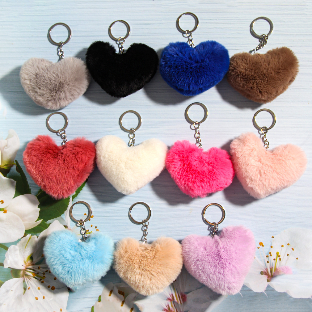 HEART KEYCHAIN, Pink Heart Purse Keychain, Heart Lovers Gift, Blush Heart  Backpack Keychain, Dangling Heart Keychain, Faux Fur Heart, charm