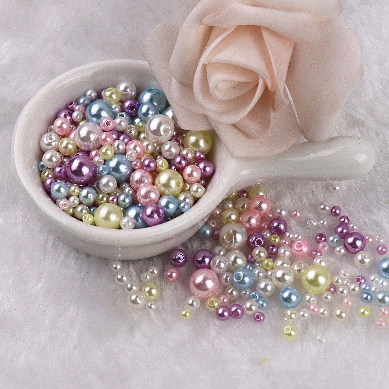 Pearl Beads for Jewelry Making, 8MM 32Colors Round Pearls Beads with Holes,  1000Pcs Handcrafted Colorful Loose Spacer Beads Small Filler Beads for DIY