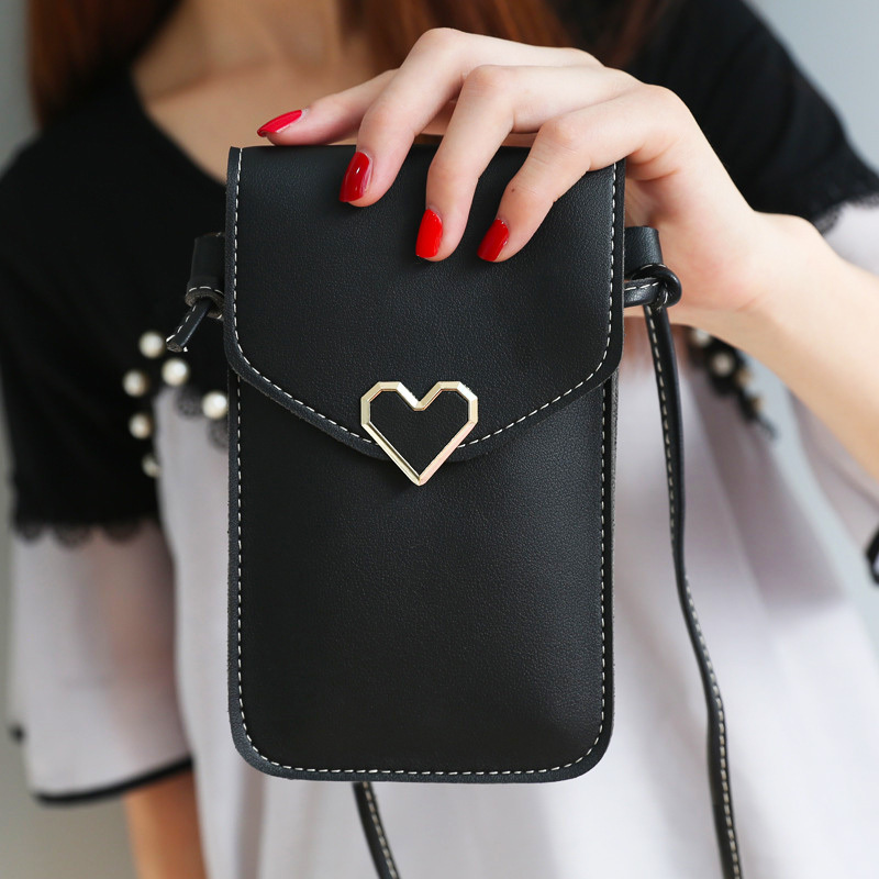 Heart Decor Phone Wallet, Women's Touch Screen Phone Bag Versatile