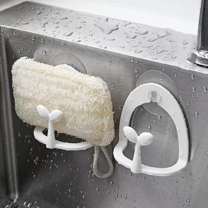 1pc Scouring Pad Storage Rack With Suction Cup, Multifunctional Kitchen Sink Organizer, Dishwashing Sponge Holder