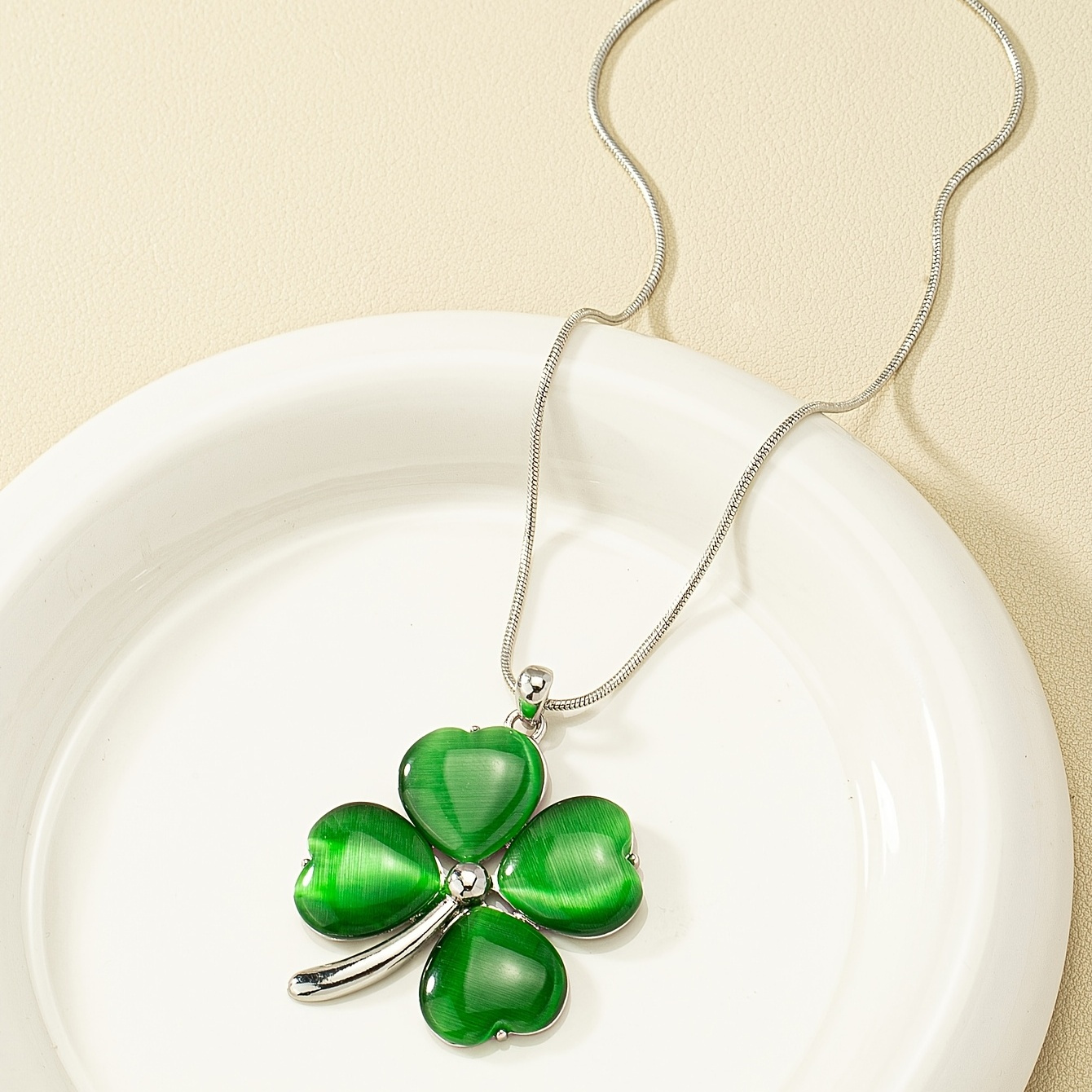 18K Gold Plated Necklace | Four Leaf Clover | Double Sided | High Quality |  Single Clover , St. Patrick's Necklace