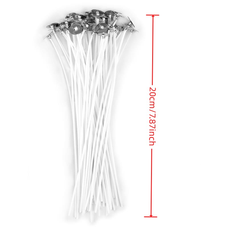50 Candle Wicks 6 inch Cotton Core Pre Waxed With Sustainers For Candle  Making