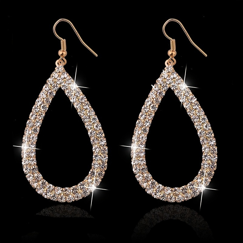 

Fashion Pop Jewelry Claw Chain Welded Rhinestone Water Drop Earrings