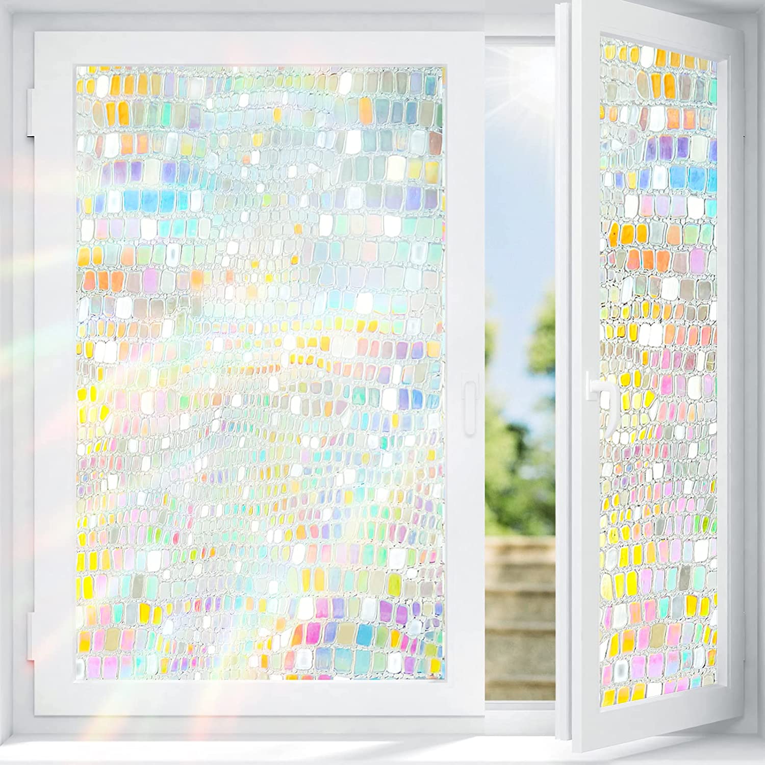 Stained Glass Window Film Rainbow Window Privacy Film Holographic