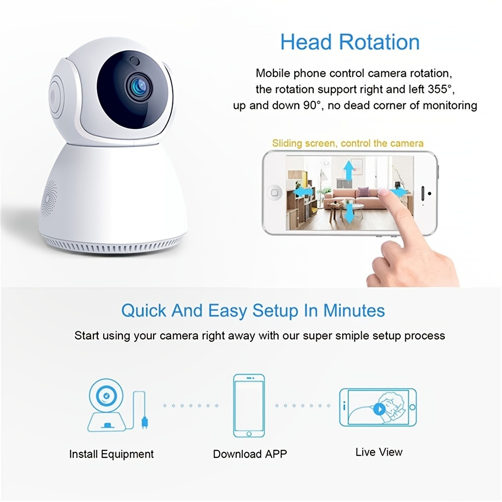 Home Security Camera Wireless Motion Detector Hd 1080p Cloud Sd Card