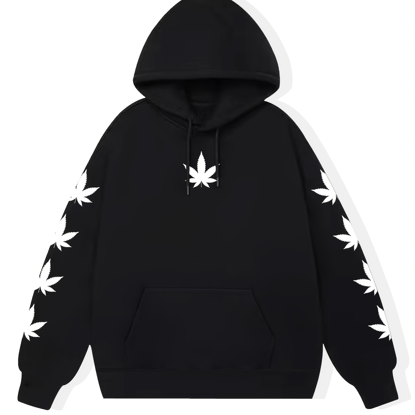 Leaf Graphic Print Men's Street Style Loose Fit Hoodie With Kangaroo Pocket Sweatshirt Hoodies Gifts