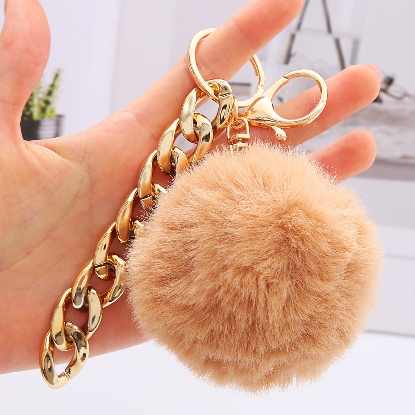 Plush Fur Ball Keychain Bag Handbag Car Key Pompom Keyring - Temu