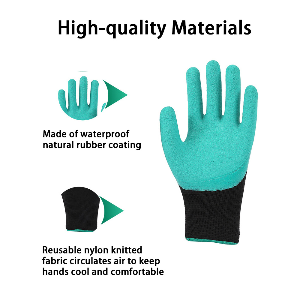 Gardening Gloves Set Breathable Rubber Coated Garden Gloves - Temu