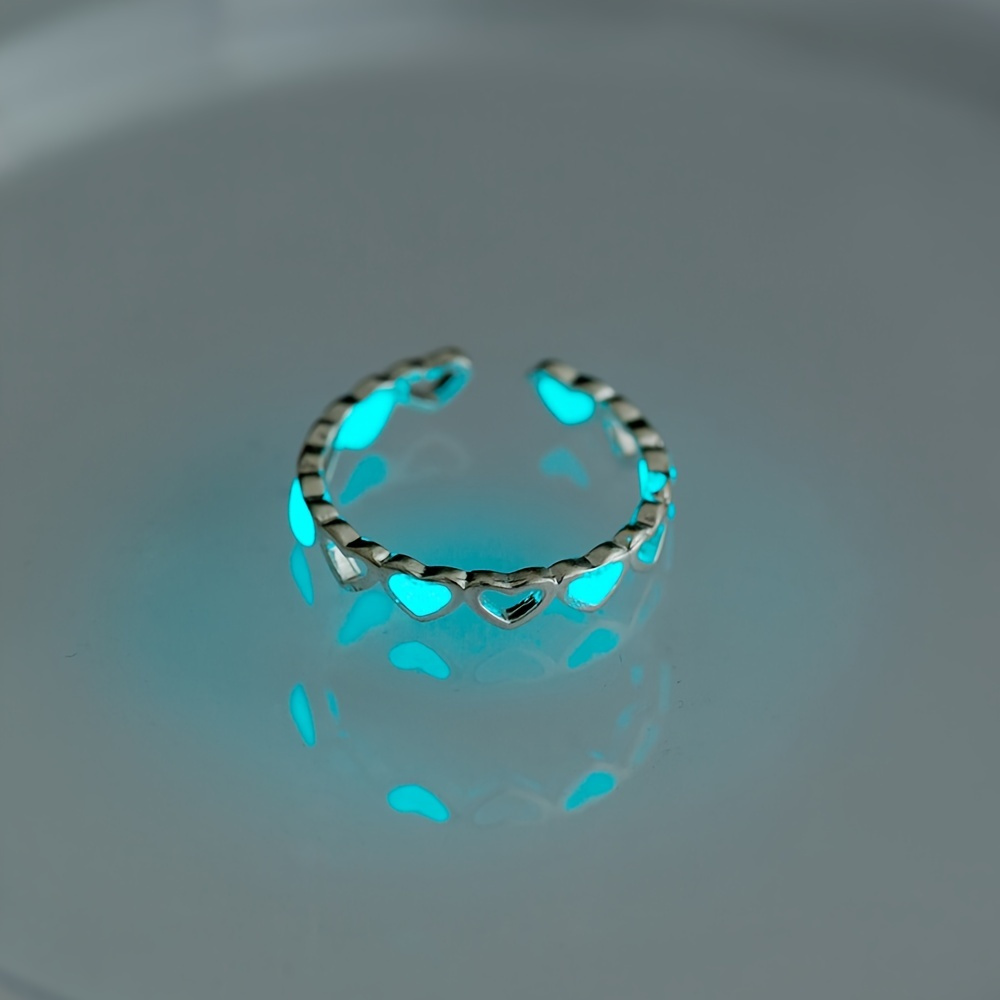 

1 Love Copper Luminous Ring Women's Heart Shaped Fashion Ring Silver Plated