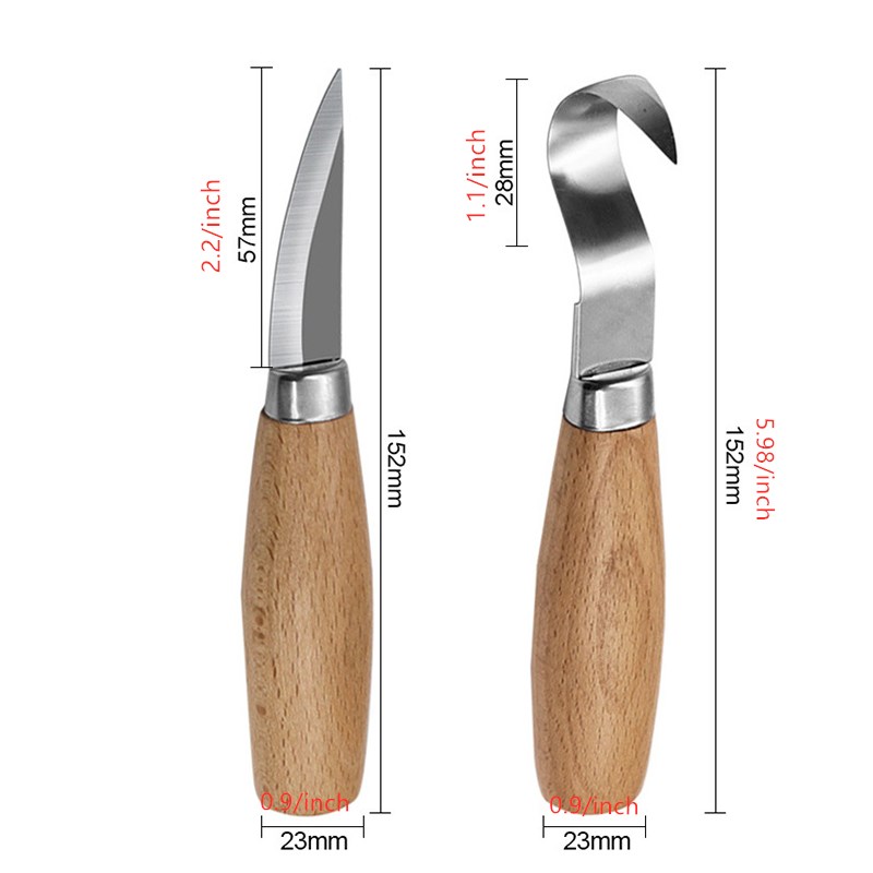 Spoon Carving Hook Knife Set 2pcs. Forged Spoon Carving Knife