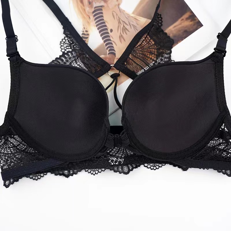 Sexy Fashion Front Button Lace Bow Push Bra Breathable - Temu